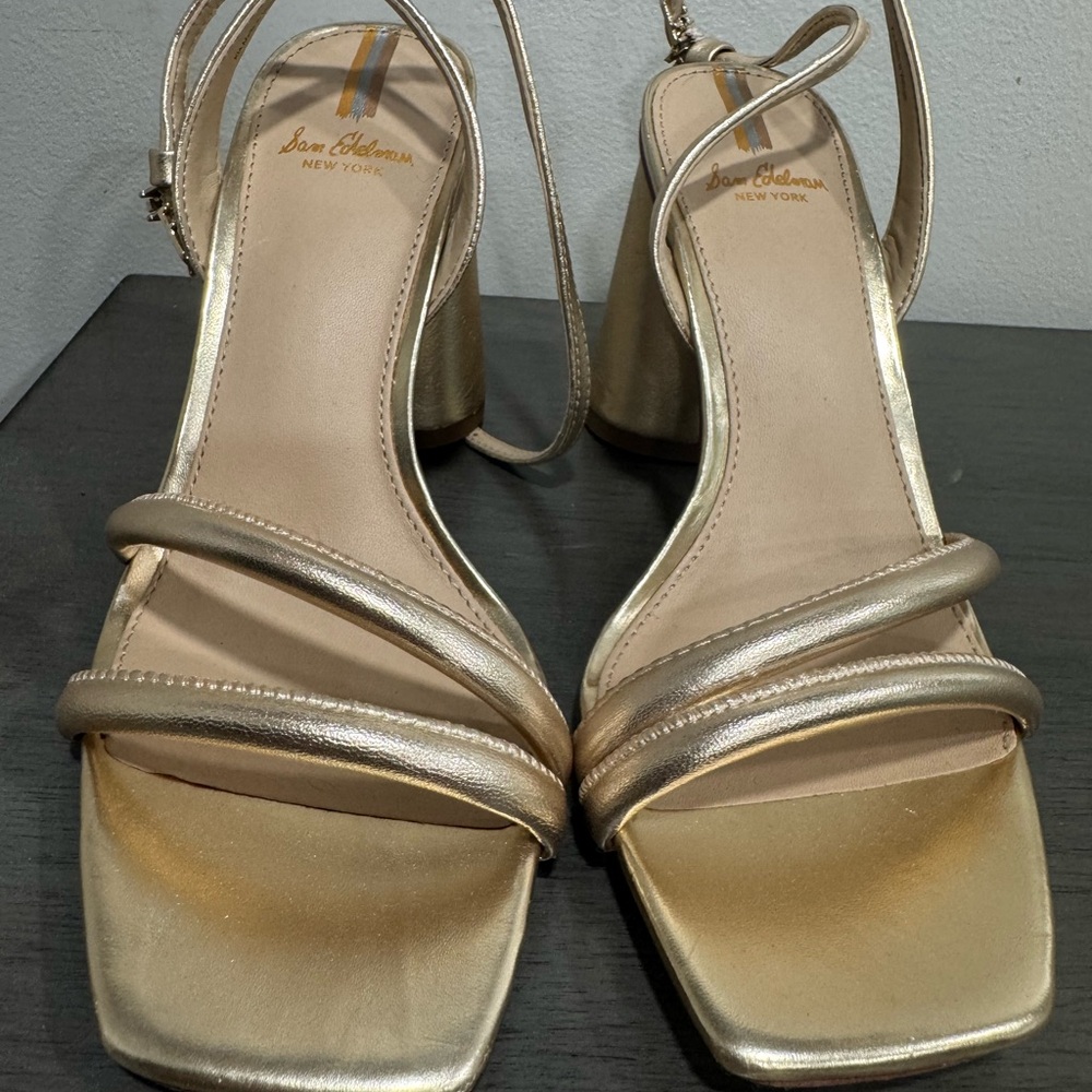 Sam Edelman Gold Metallic Heels with Ankle Strap